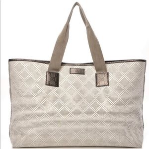 Gucci XL Woven Raffia Straw Diamanté